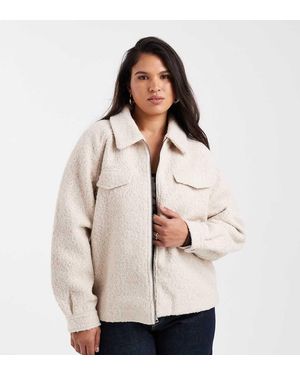 ONLY Zip Through Boucle Jacket - Natural