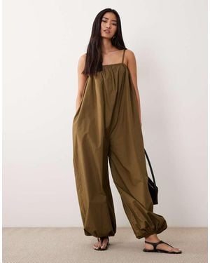ASOS Balloon Leg Strappy Jumpsuit - Green