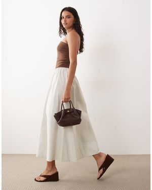 Y.A.S Bandeau Contrast Pinstripe Maxi Dress - Natural