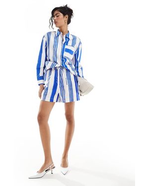 Whistles Painted Stripe Drawstring Shorts - Blue