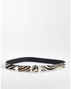 Tommy Hilfiger Cinturón De 3,5 Cm Con Estampado De Cebra Cool De - Blanco