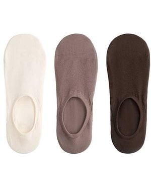 Oysho 3 Pairs Of High-cut Invisible Polyamide Blend Sports Socks - Brown