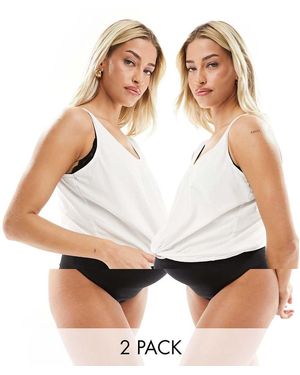 Mama.licious Pack De 2 Tangas Negros Con Diseño Por Encima Del Vientre De Mamalicious Maternity - Blanco