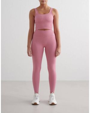 Aim'n Mallas Rosa Empolvado De Canalé Sin Costuras De