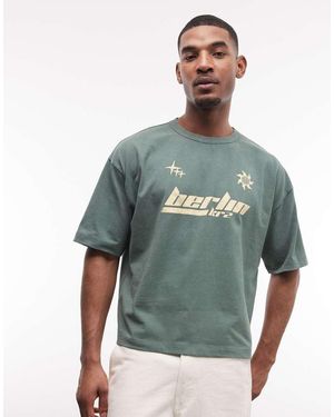 ASOS Heavyweight Boxy Oversized T-shirt With Berlin Graphic - Green