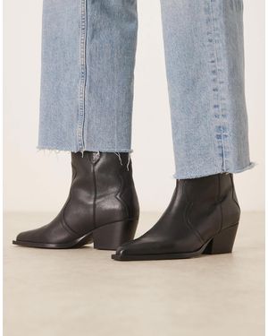 Free People Low Heel Leather Cowboy Boots - Blue