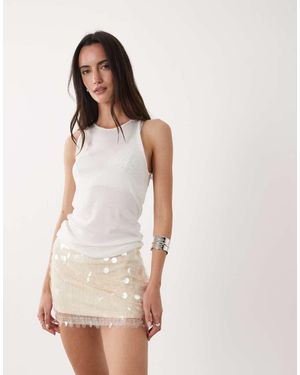 SNDY'S Minigonna Color Panna Con Paillettes A Disco - Rosa