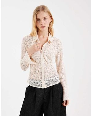 Miss Selfridge Fitted Lace Shirt - White