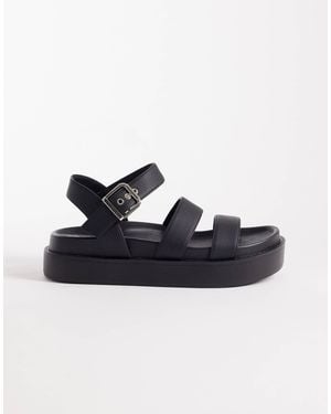 SEQWL Strappy Flatform Sandals - Black