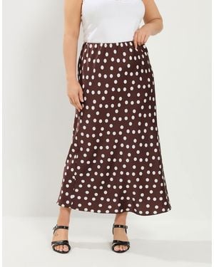 Yours Clothing Polka Dot Maxi Satin Skirt - Red