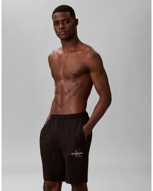 Calvin Klein Icon Cotton Stretch Loungewear Shorts Co-ord - Brown