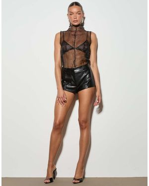 Noughts & Kisses Organza High Neck Sleeveless Top - Brown