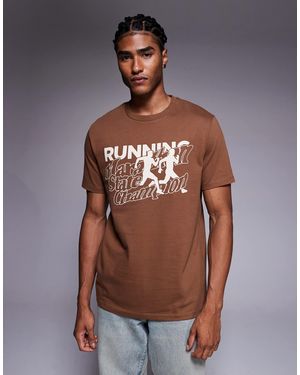 ASOS T-shirt With Sports Graphic - Brown