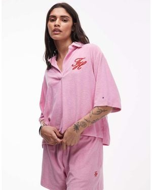 Tommy Hilfiger Resort Logo Towelling Shirt - Pink