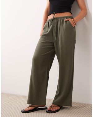 Miss Selfridge Linen Mix Pull On Pants -green