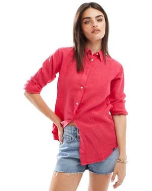 Superdry Casual Linen Boyfriend Shirt - Red