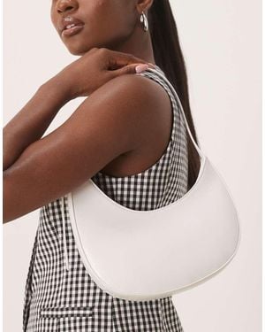 ASOS Asymmetric Scoop Shoulder Bag With Buckle Detail - Natural