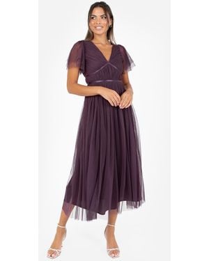 ANAYA Ribbon Detail Midi Dress - Purple