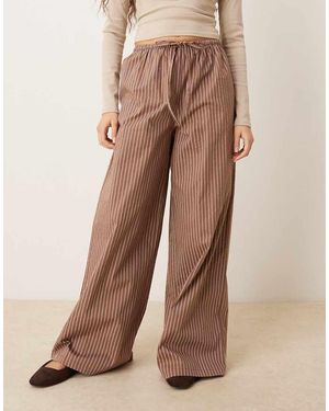 Wednesday's Girl Wide Leg Pinstripe Trouser - Brown