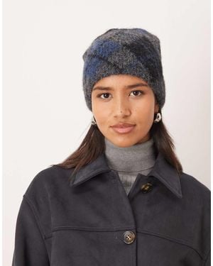 Mango {0} Beanie Van Wolmix Met Argyleruiten - Zwart