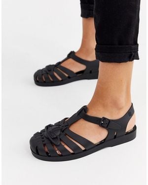 Melissa + Vivienne Westwood Anglomania Logo Trim Jelly Sandals - Black