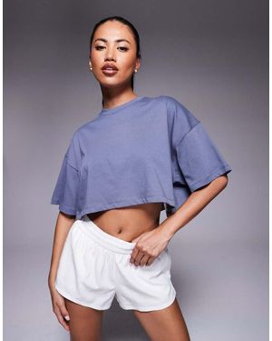 4505 Icon Heavyweight Cotton Cropped T-shirt With Quick Dry Finish - Blue