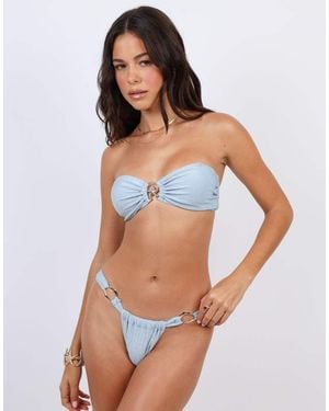 SIMMI Glitter Bandeau Bikini With Starfish Trim - White