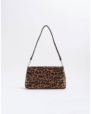 River Island Leopard Fold Over Small Clutch Bag - White