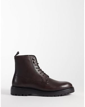 ASOS Lace Up Boots With Cleated Sole - Black