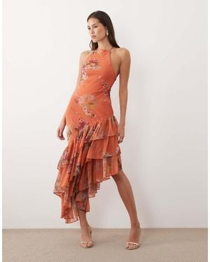 ASOS Cami Ruffle Hem Maxi Dress - Orange