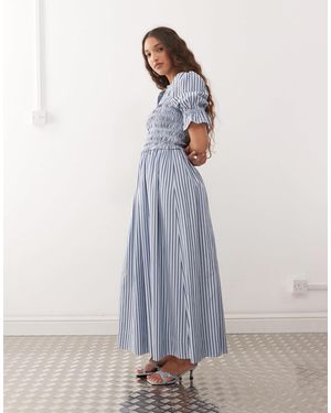 Amy Lynn Puff Sleeve Cotton Midi Dress - Blue