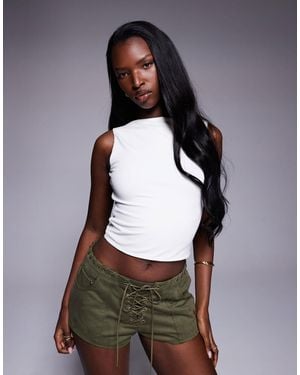 Oh Polly Wren Open Back Crop Top - Gray