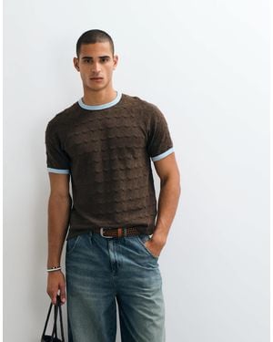 ASOS Schweres regular-ringer-t-shirt aus em strukturiertem stoff - Braun