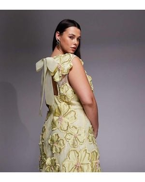 ASOS Curve Embellished 3d Floral Lace Mini Dress With Drop Pearls - Green