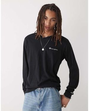 Champion T-Shirt Girocollo Nera A Maniche Lunghe - Nero