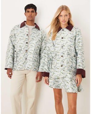 Sister Jane Mens Sister Jane Unisex Jacquard Contrast Collar Jacket - Gray