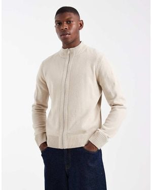 New Look Zip Through Cardigan - Natural