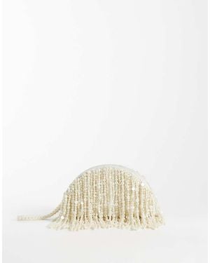 ASOS Pochette Color Crema Con Perline - Neutro