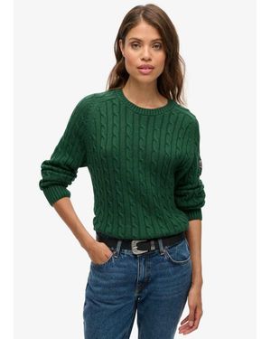 Superdry Slouchy Cable Knit Jumper - Green