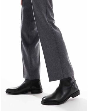 ASOS Botas Chelsea Negras De Cuero Con Cremallera De - Gris