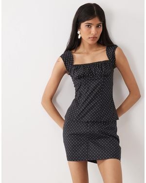 WeWoreWhat Cap Sleeve Ruched Cup Corset Co-Ord - Black
