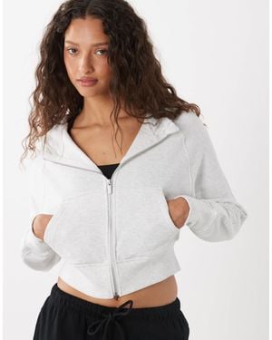 Cotton On Active Raglan Crop Zip Through Hoodie - White