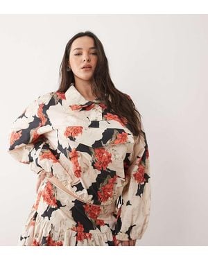 ASOS Asos Design Curve Patch Pocket Funnel Neck Jacket - Red