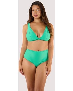 Peek & Beau Jade Scallop High Apex Triangle Bikini Top - Green