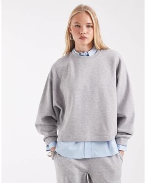 ASOS Boxy Crop Brushback Sweat - Gray