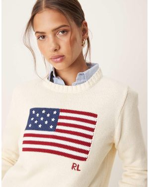Polo Ralph Lauren Gebreide Trui Met Vlag - Wit