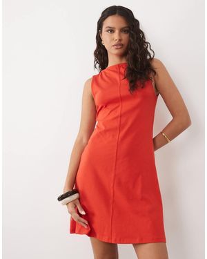 ASOS Boat Neck Mini Dress With Flippy Hem - Red