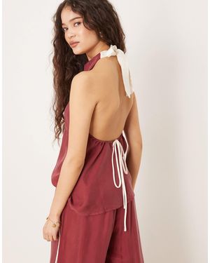 Vrg Grl Sierra Tie-Detail Halter Top Co-Ord - Red