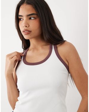 4505 Seamless Lightweight Rib Racer Vest With Contrast Binding - White