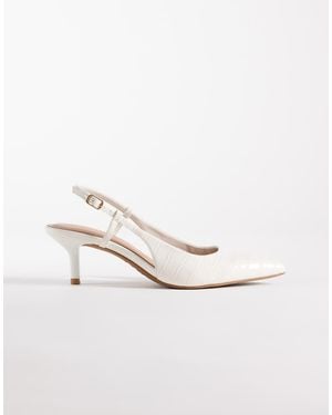 New Look Scarpe Con Tacchetti A Spillo E Cinturino Posteriore Coccodrillo - Bianco